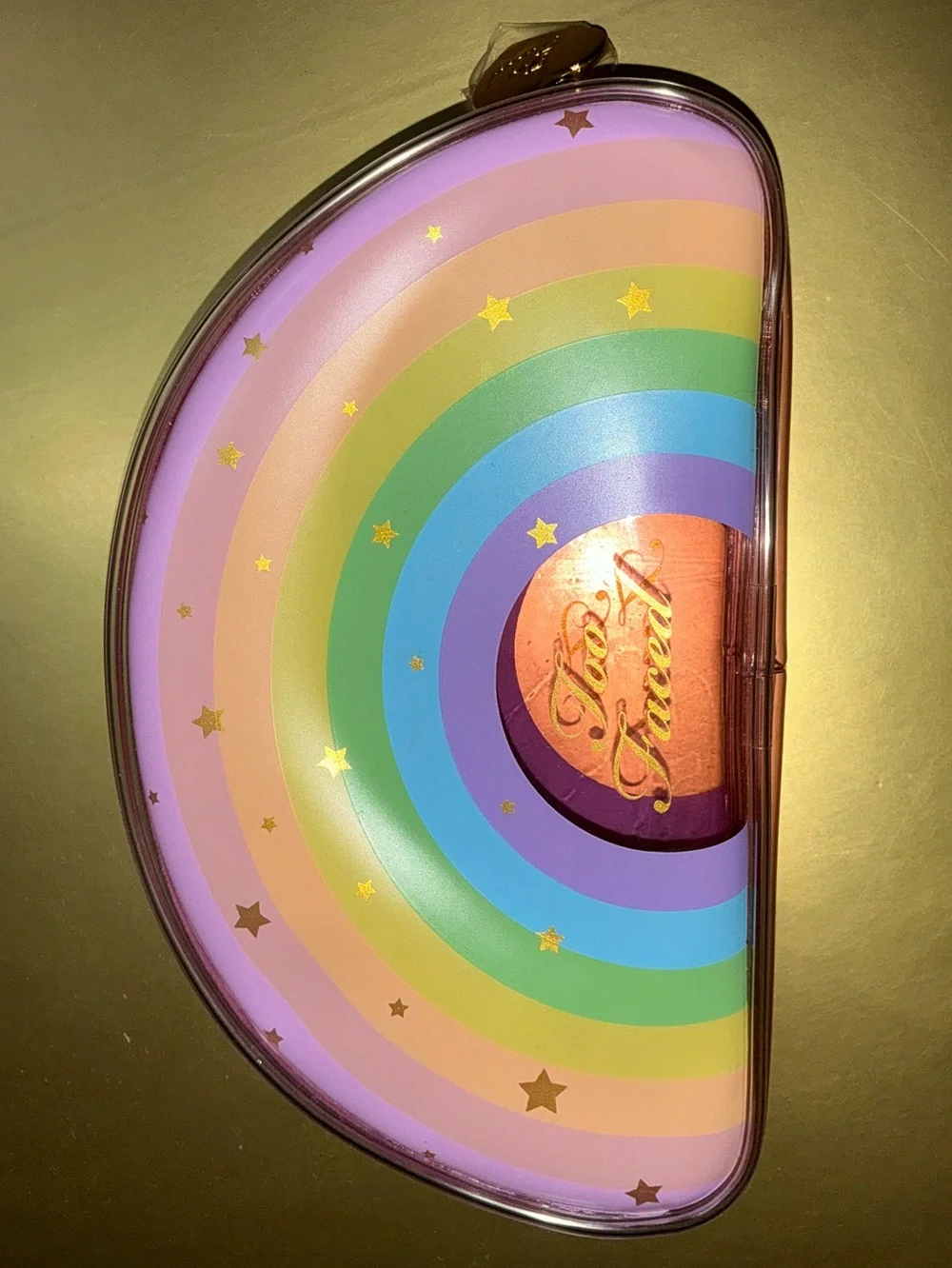 Too Faced Rainbow Pouch Case with Stamped Heart Zipper